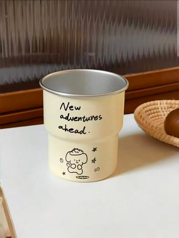 1pc Cartoon Dog Stainless steel Coffee Cup( New adventures ahead)