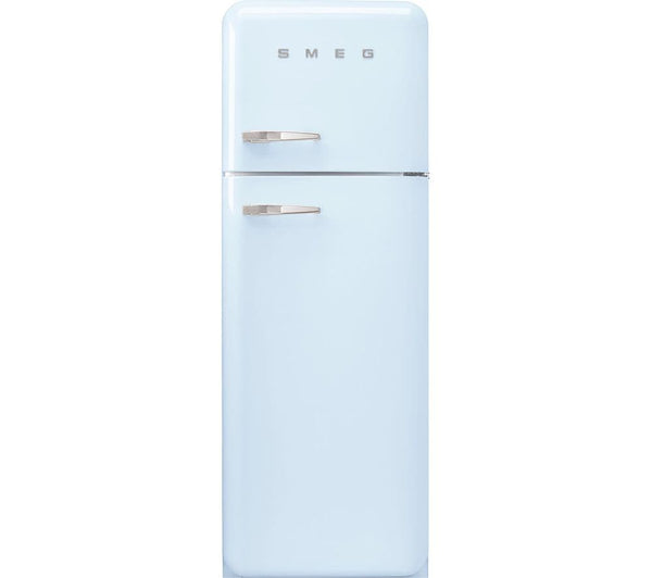 FAB30RPB5UK 60cm 50s Style Right Hand Hinge Freezer over Fridge Pastel Blue